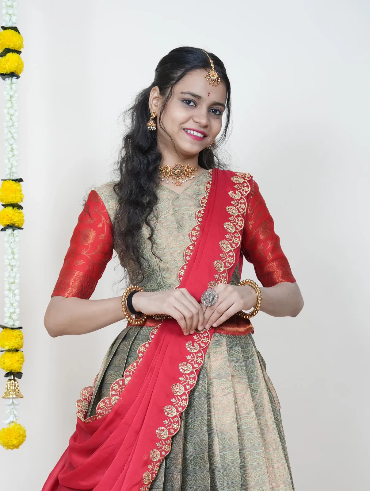 South Indian Festival Traditional Half Saree Mythili - Image 66