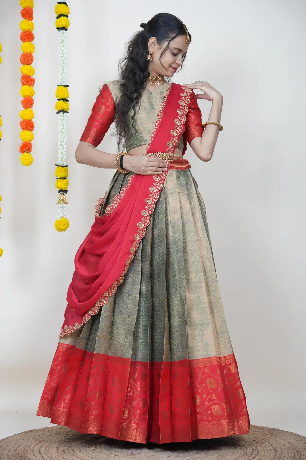 South Indian Festival Traditional Half Saree Mythili - Image 67