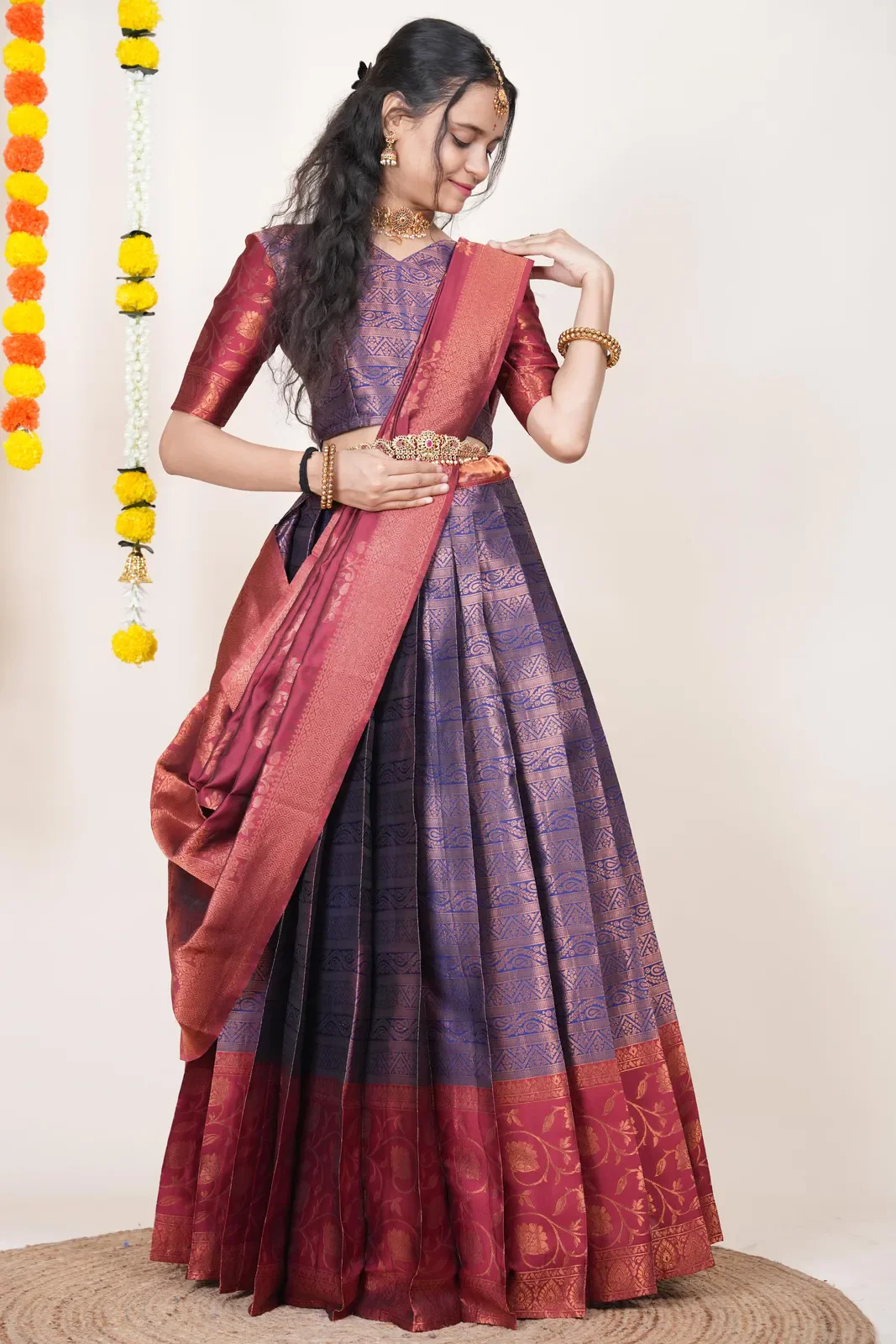 South Indian Festival Traditional Half Saree Mythili - Image 76