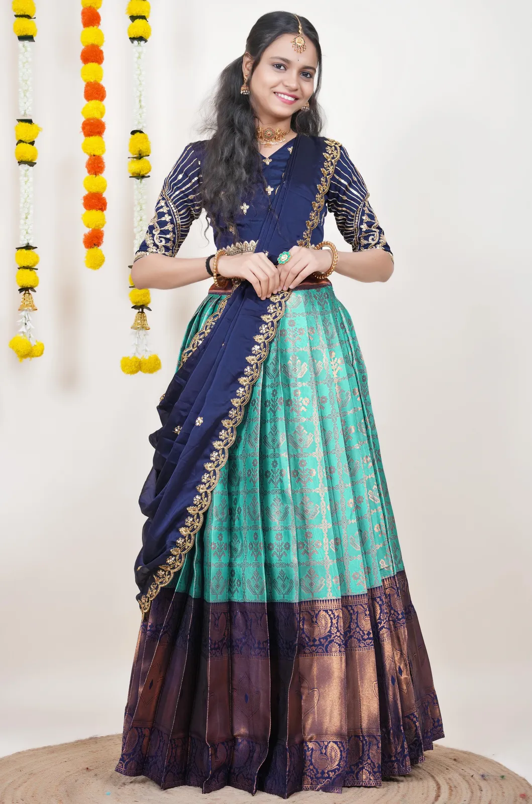 South Indian Festival Traditional Half Saree Ojasvini - Image 10