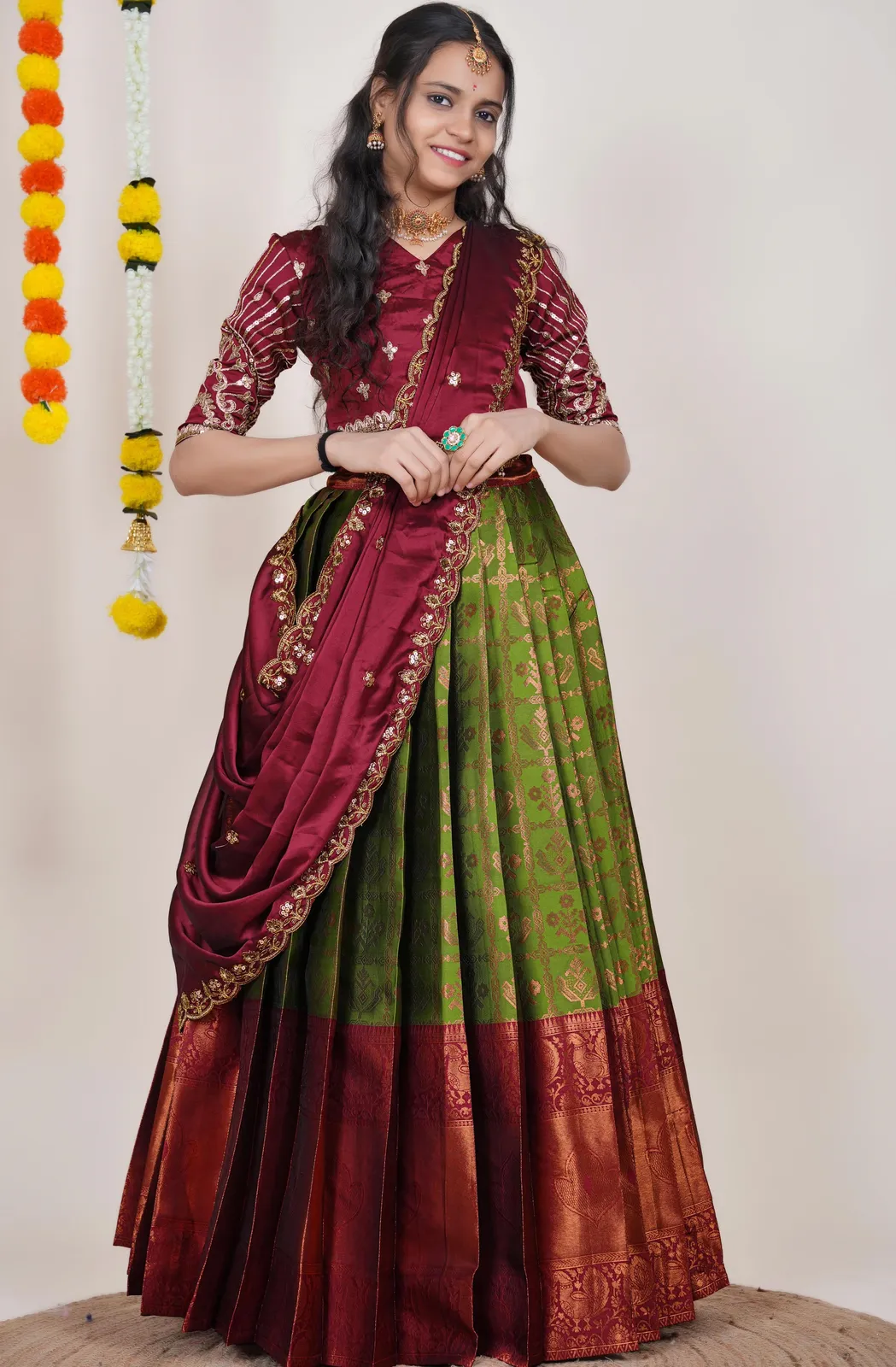 South Indian Festival Traditional Half Saree Ojasvini - Image 28