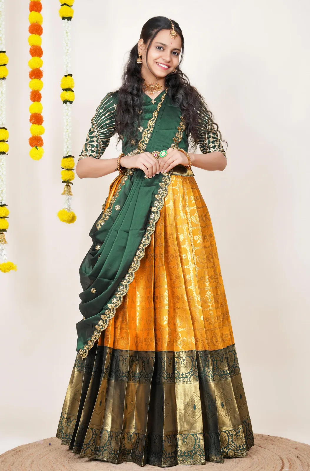 South Indian Festival Traditional Half Saree Ojasvini - Image 38