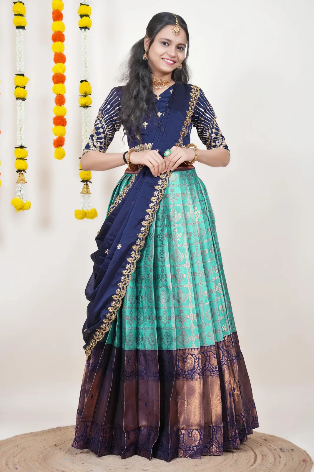 South Indian Festival Traditional Half Saree Ojasvini - Image 48