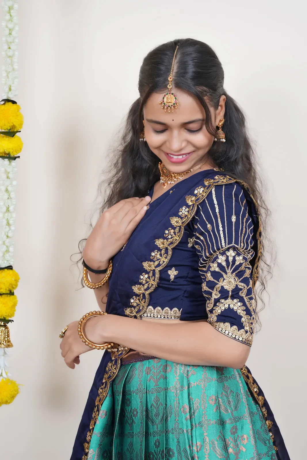 South Indian Festival Traditional Half Saree Ojasvini - Image 53