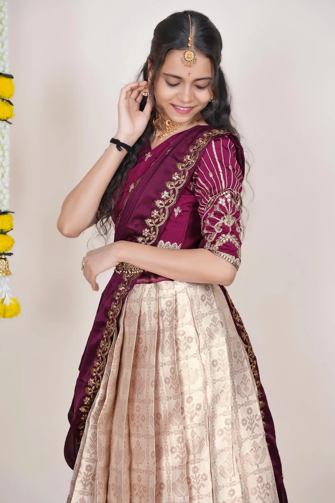 South Indian Festival Traditional Half Saree Ojasvini - Image 59