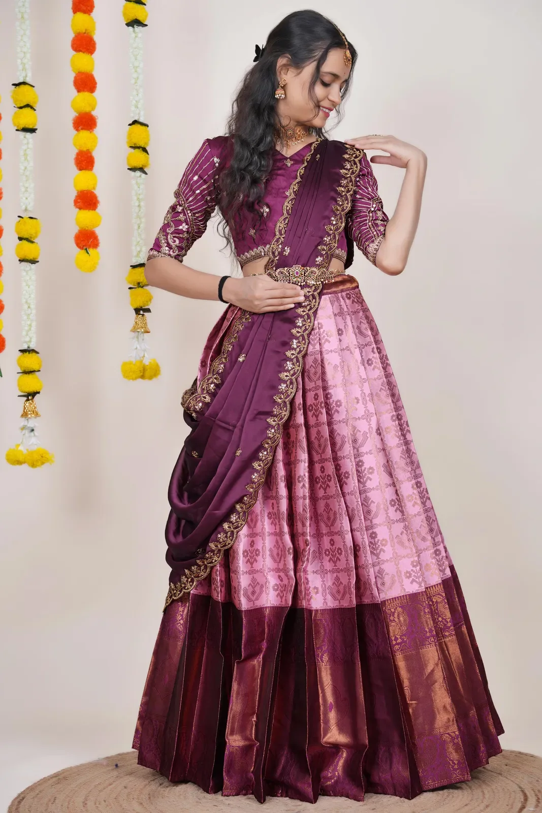 South Indian Festival Traditional Half Saree Ojasvini - Image 62