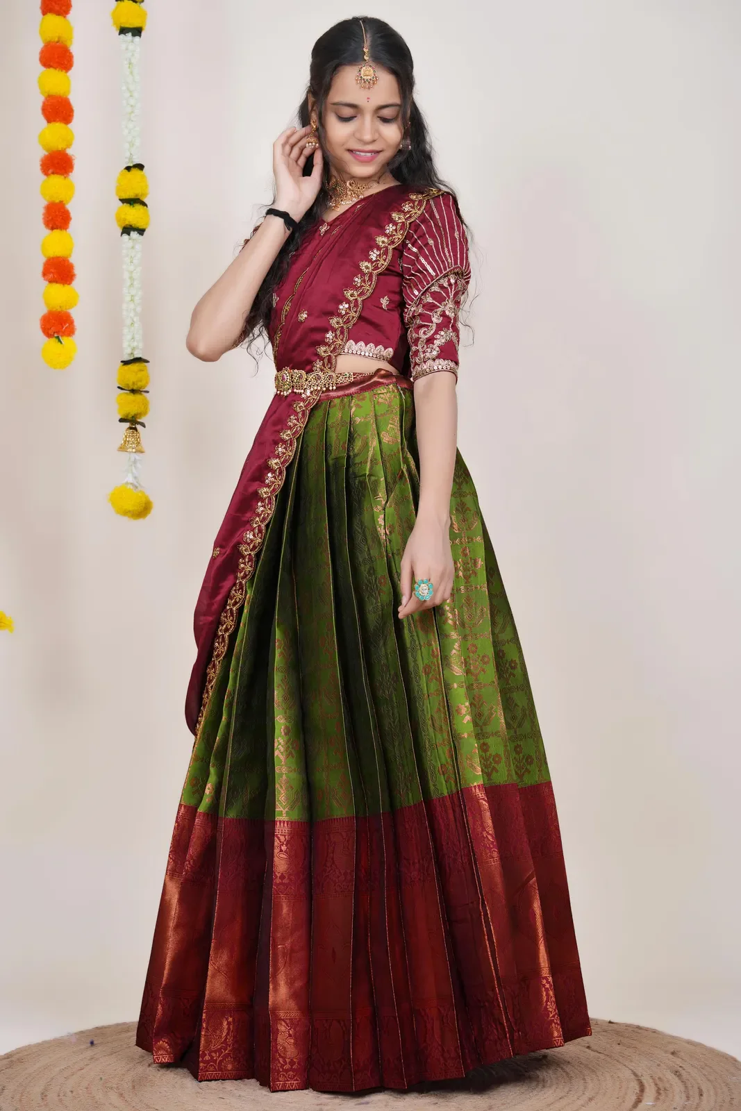 South Indian Festival Traditional Half Saree Ojasvini - Image 70