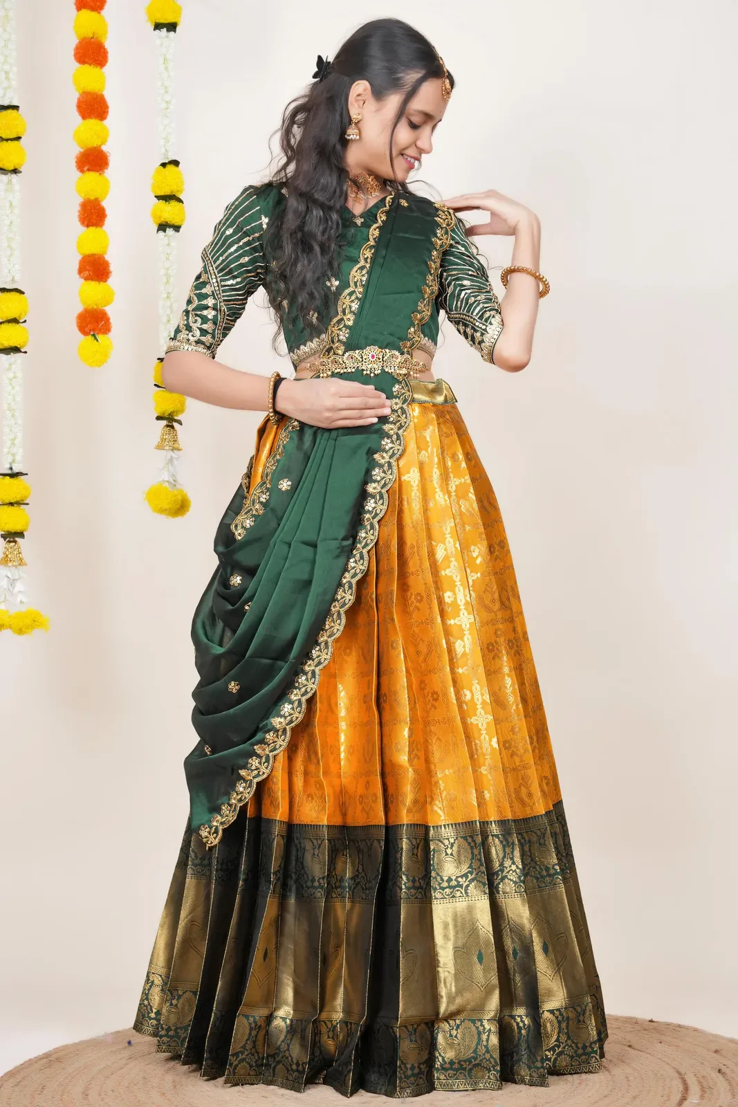 South Indian Festival Traditional Half Saree Ojasvini - Image 76