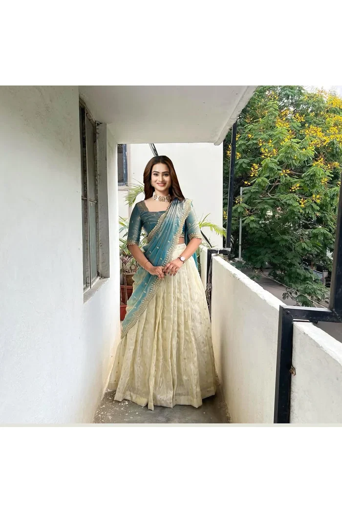 South Indian Festival Traditional Half Saree Premalu - Image 10