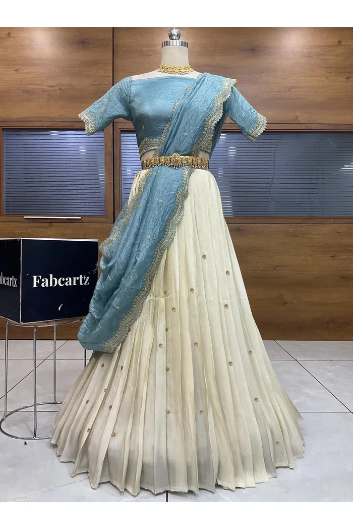 South Indian Festival Traditional Half Saree Premalu - Image 11