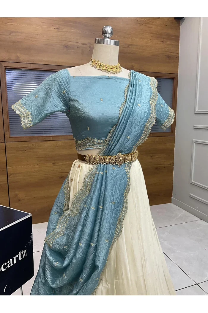South Indian Festival Traditional Half Saree Premalu - Image 12