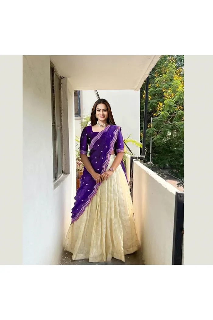 South Indian Festival Traditional Half Saree Premalu - Image 14