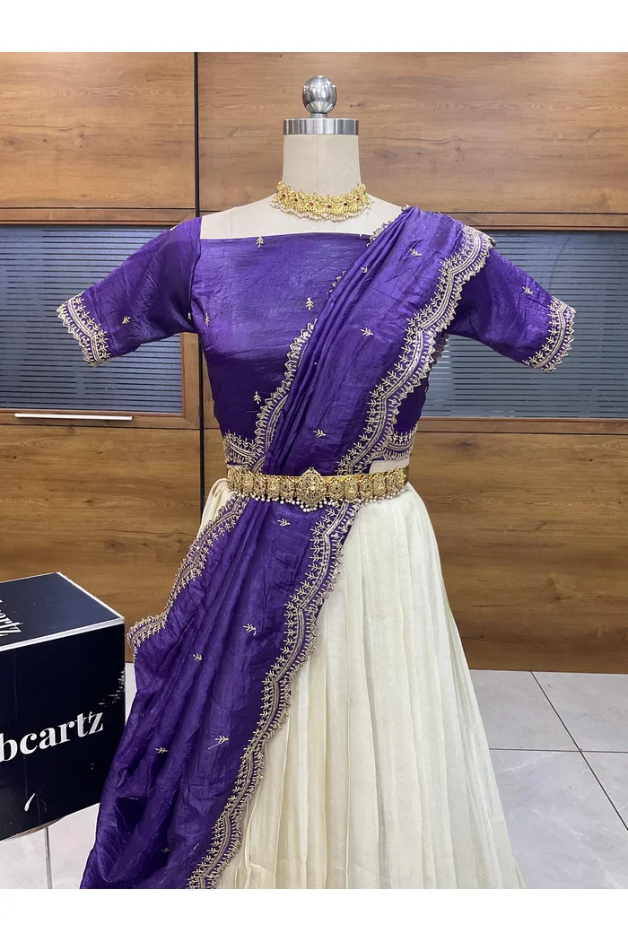 South Indian Festival Traditional Half Saree Premalu - Image 16
