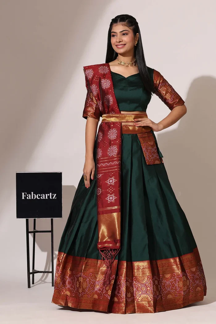 South Indian Festival Traditional Half Saree PushpaBandhini - Image 12