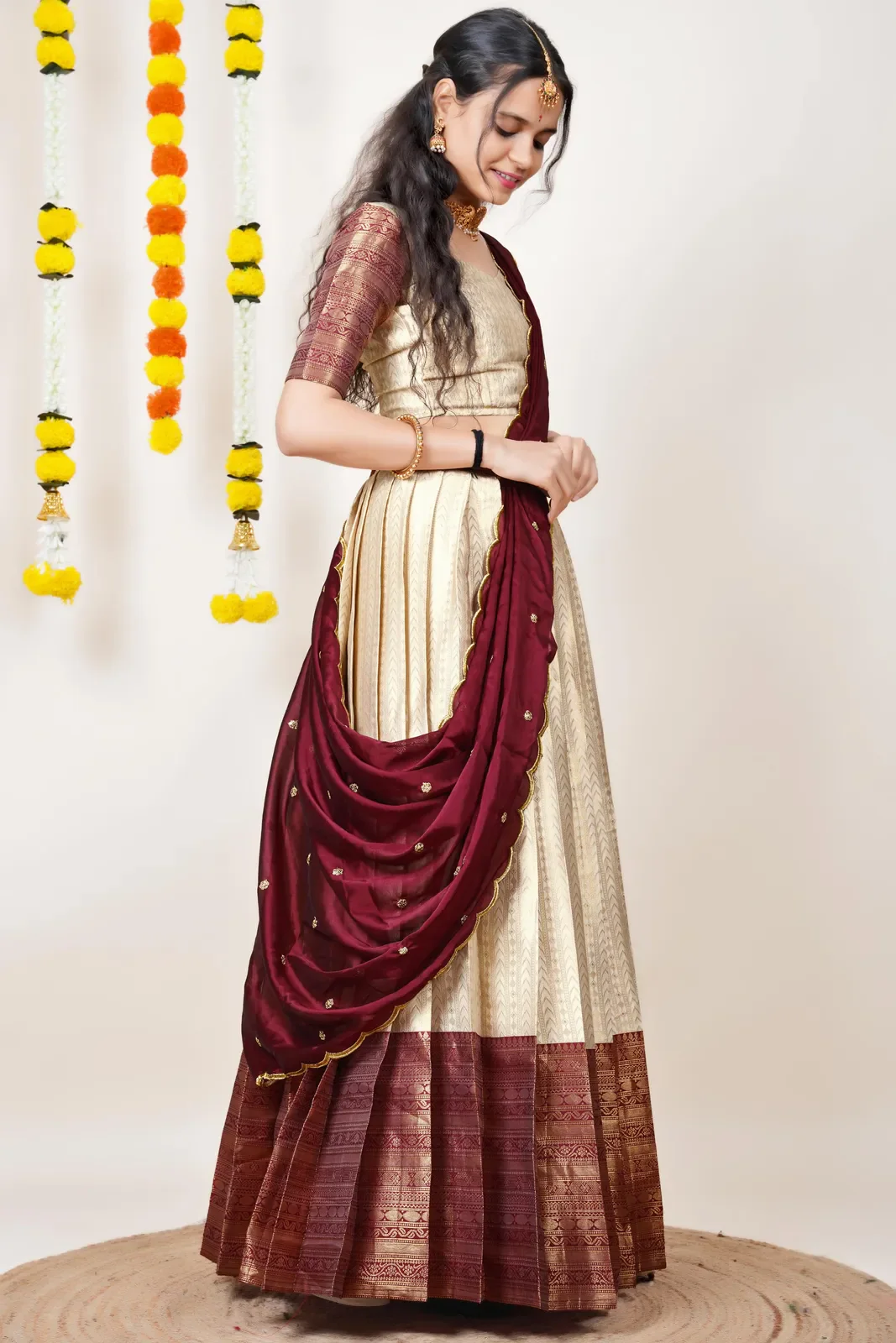 South Indian Festival Traditional Half Saree Rehani - Image 106