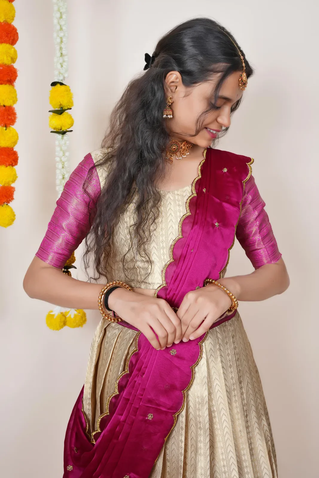 South Indian Festival Traditional Half Saree Rehani - Image 122