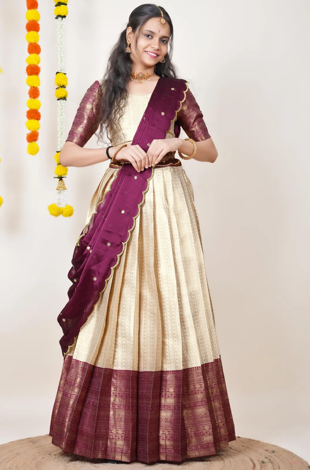 South Indian Festival Traditional Half Saree Rehani - Image 123