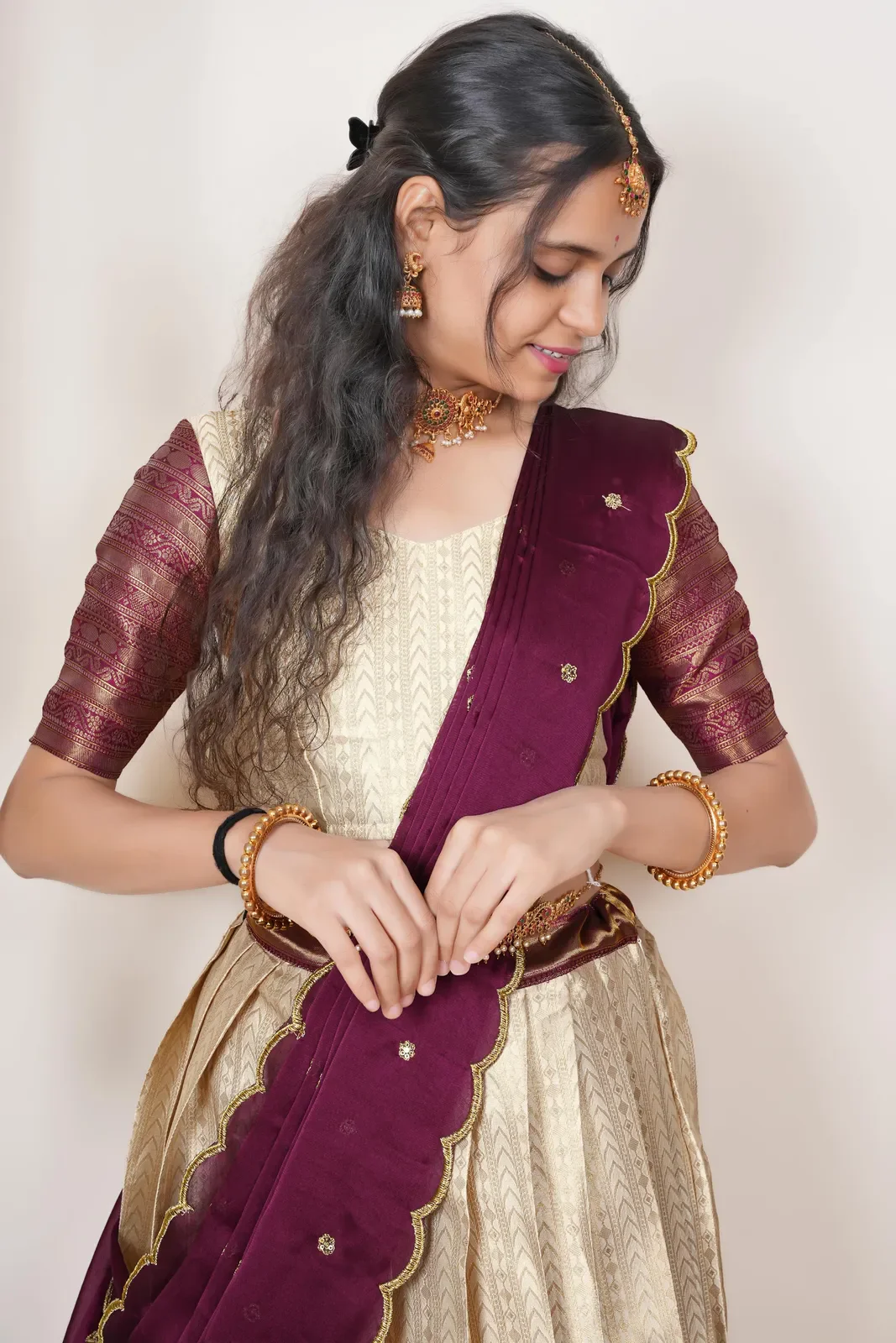 South Indian Festival Traditional Half Saree Rehani - Image 128