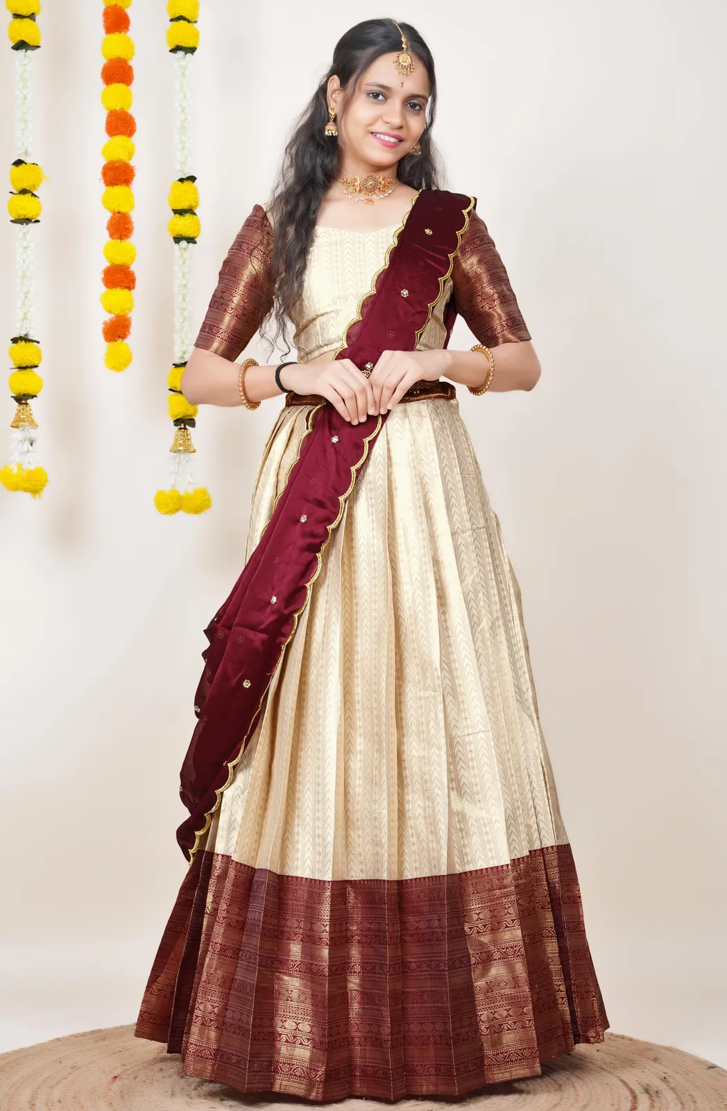 South Indian Festival Traditional Half Saree Rehani - Image 31