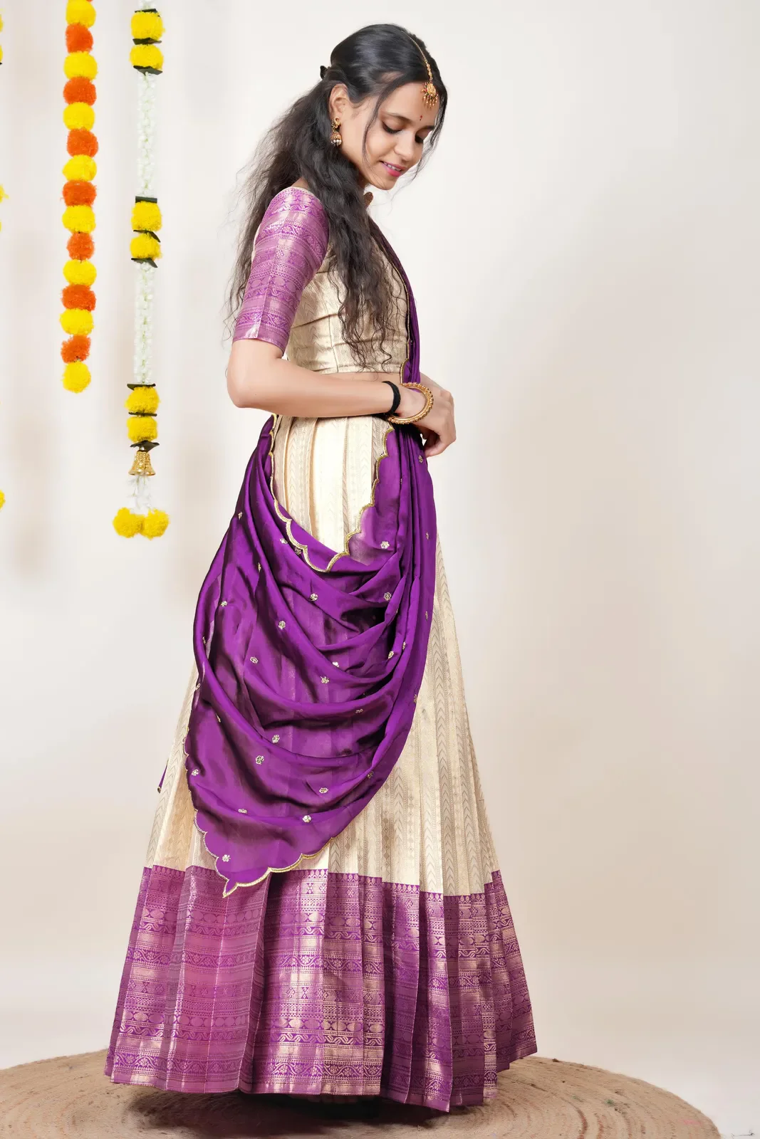 South Indian Festival Traditional Half Saree Rehani - Image 94