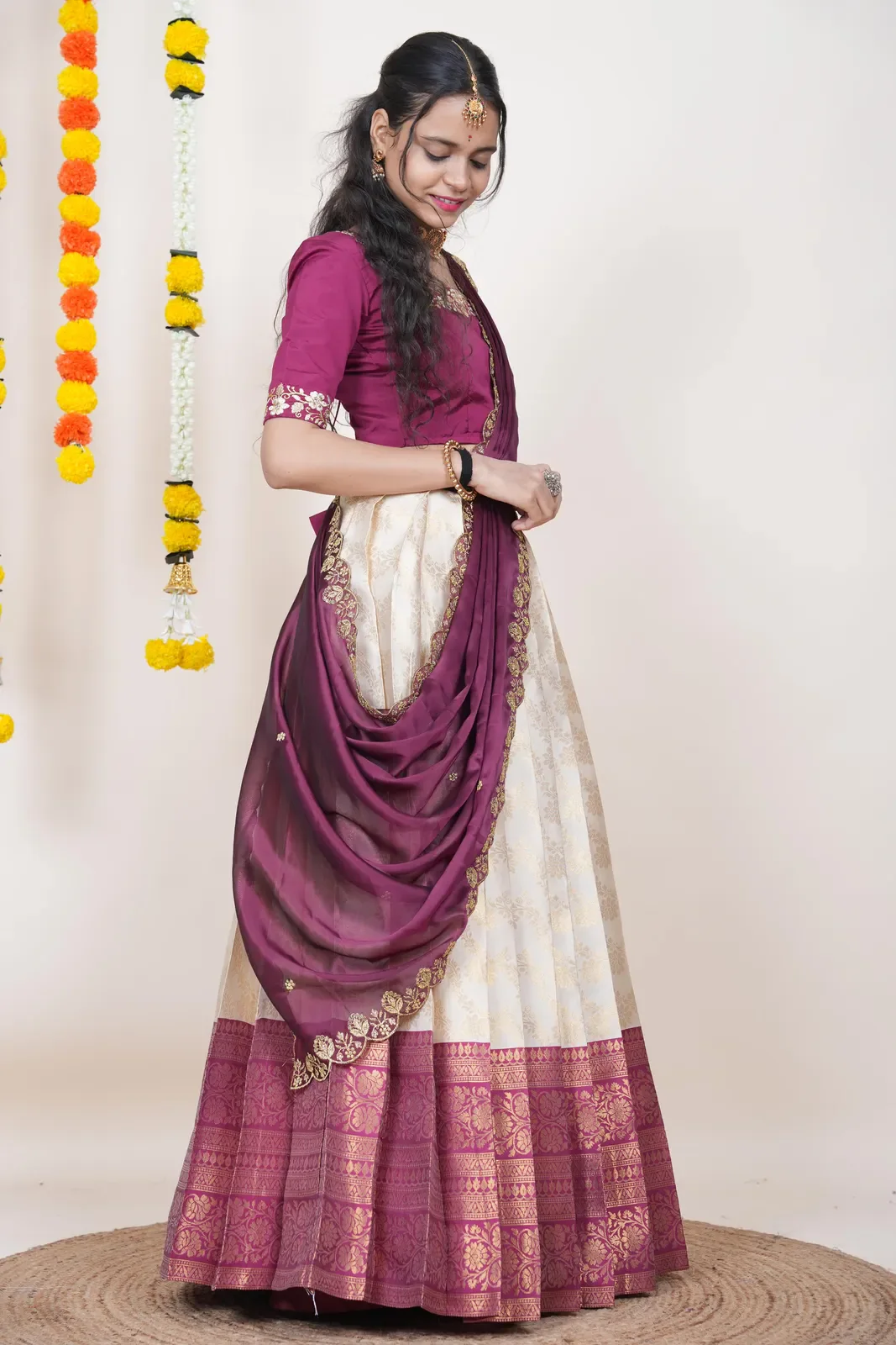 South Indian Festival Traditional Half Saree Rithvika - Image 78
