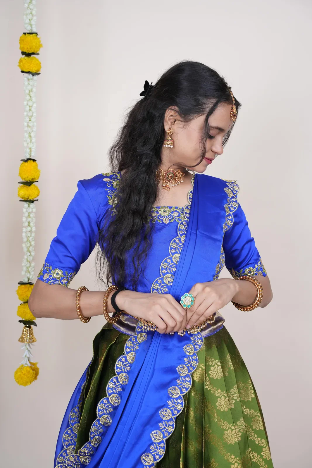 South Indian Festival Traditional Half Saree Rithvika - Image 96