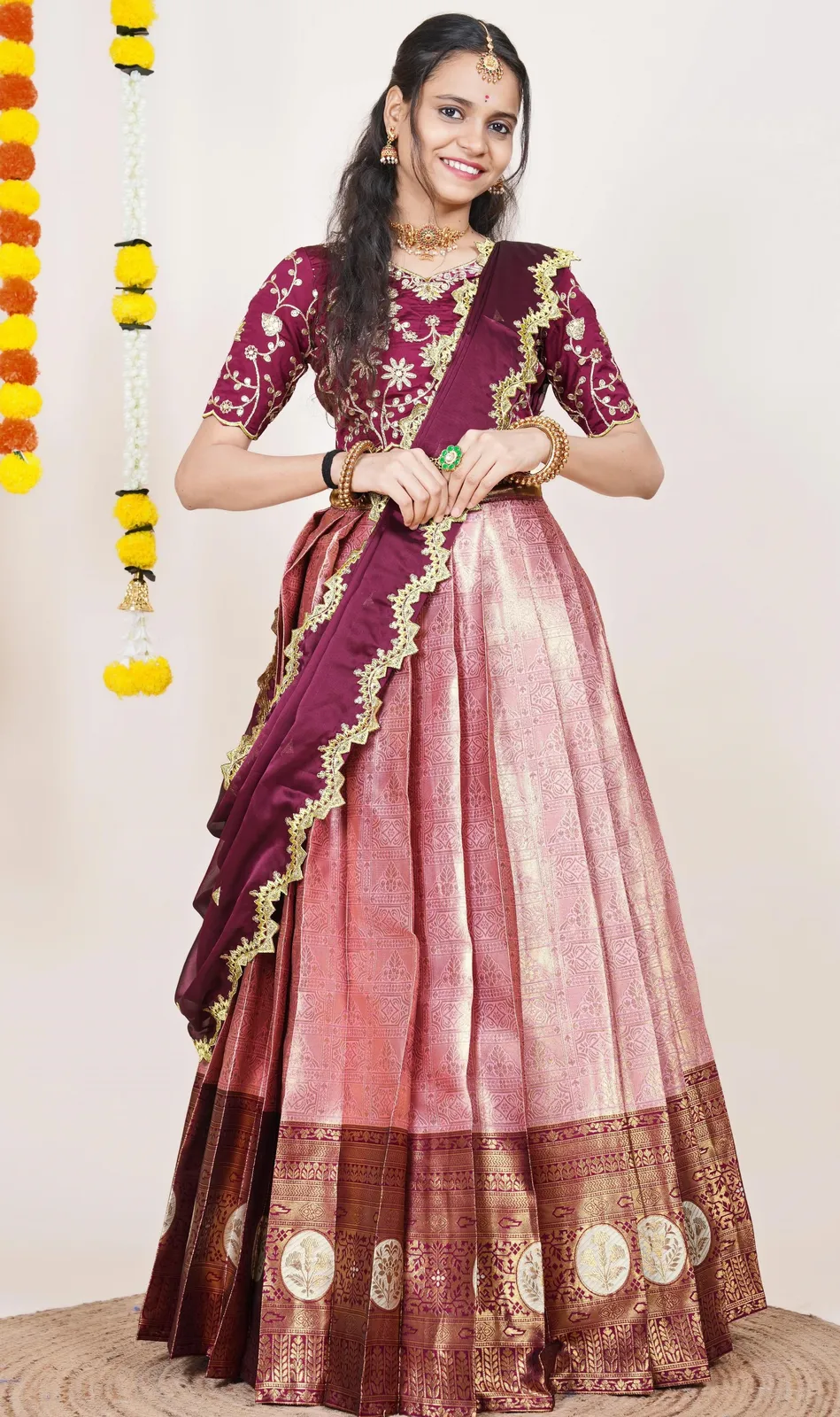 South Indian Festival Traditional Half Saree Shailee - Image 11