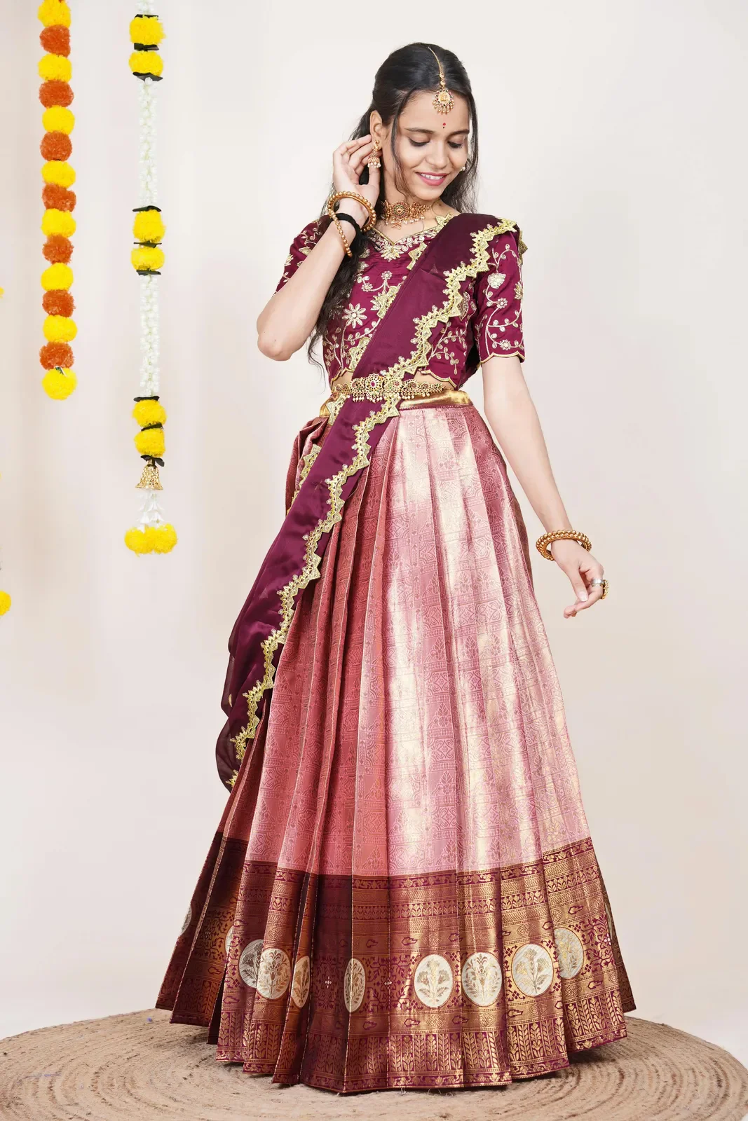 South Indian Festival Traditional Half Saree Shailee - Image 67