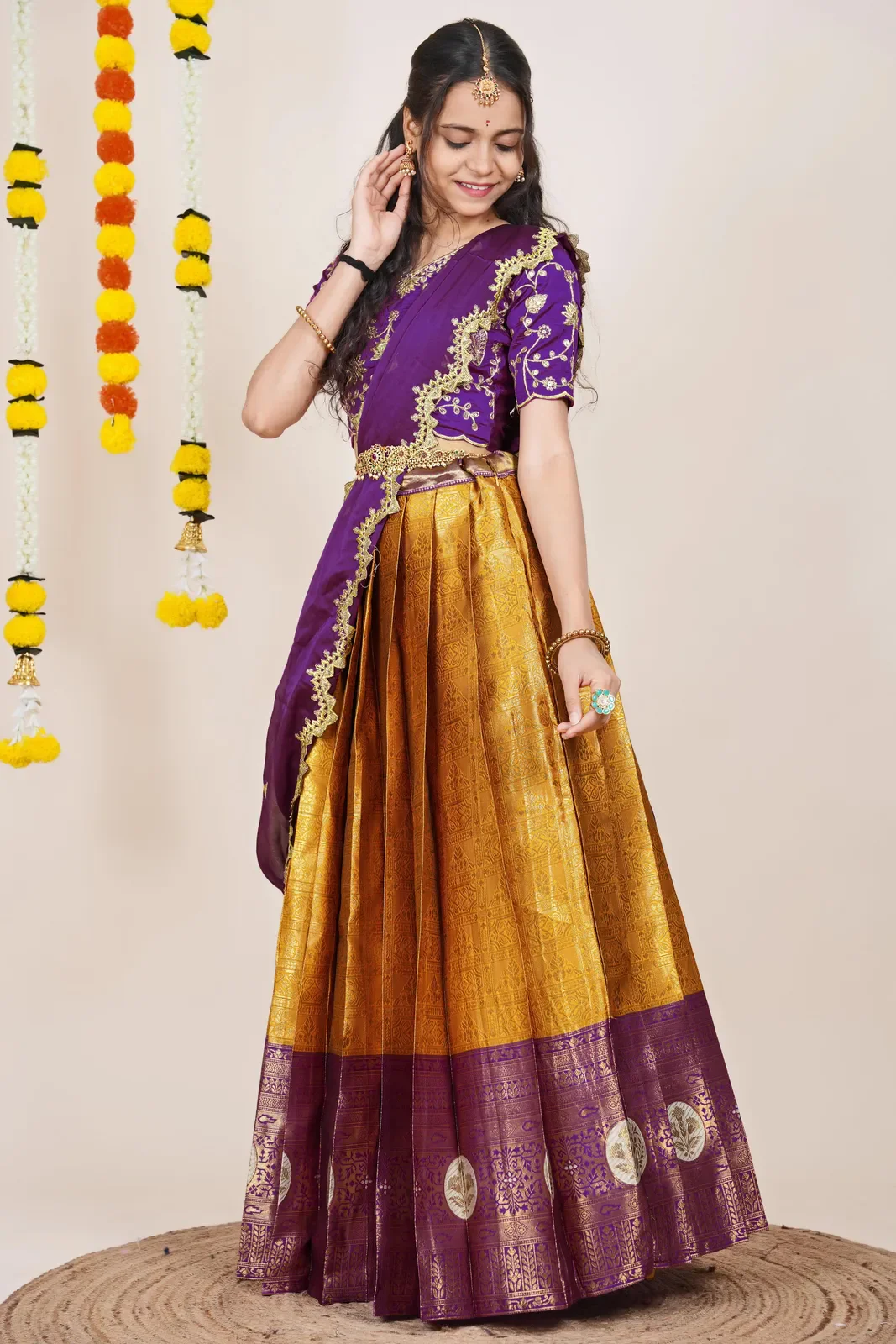 South Indian Festival Traditional Half Saree Shailee - Image 84