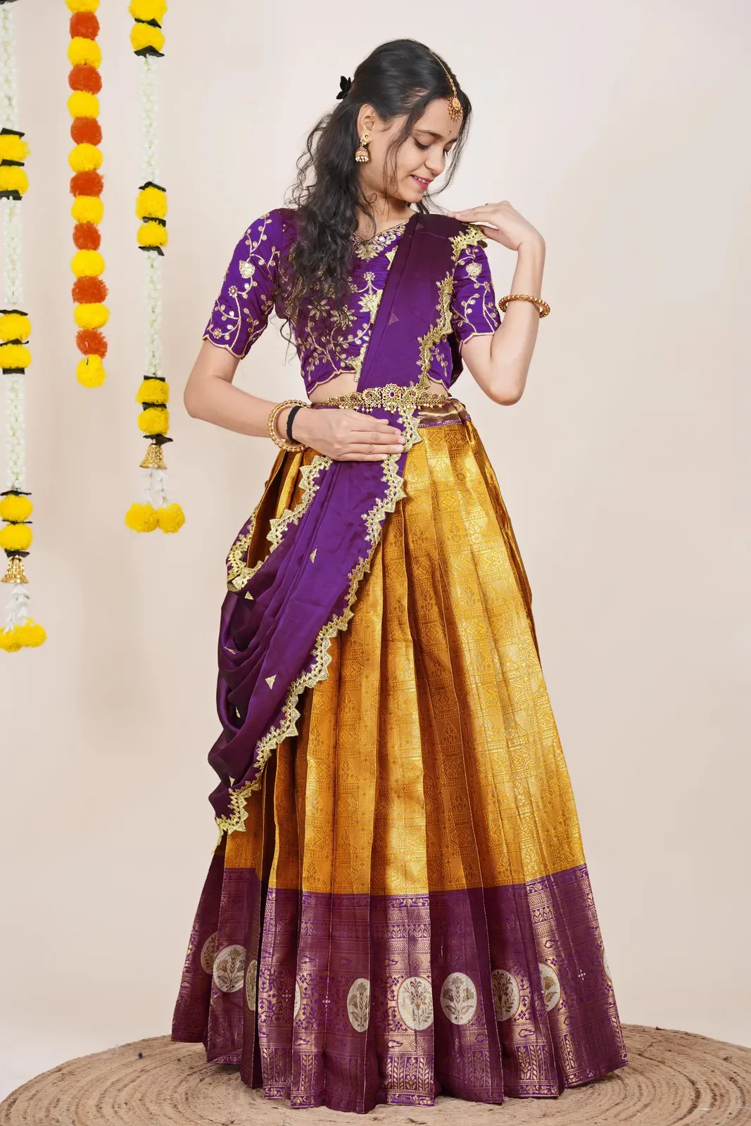 South Indian Festival Traditional Half Saree Shailee - Image 85