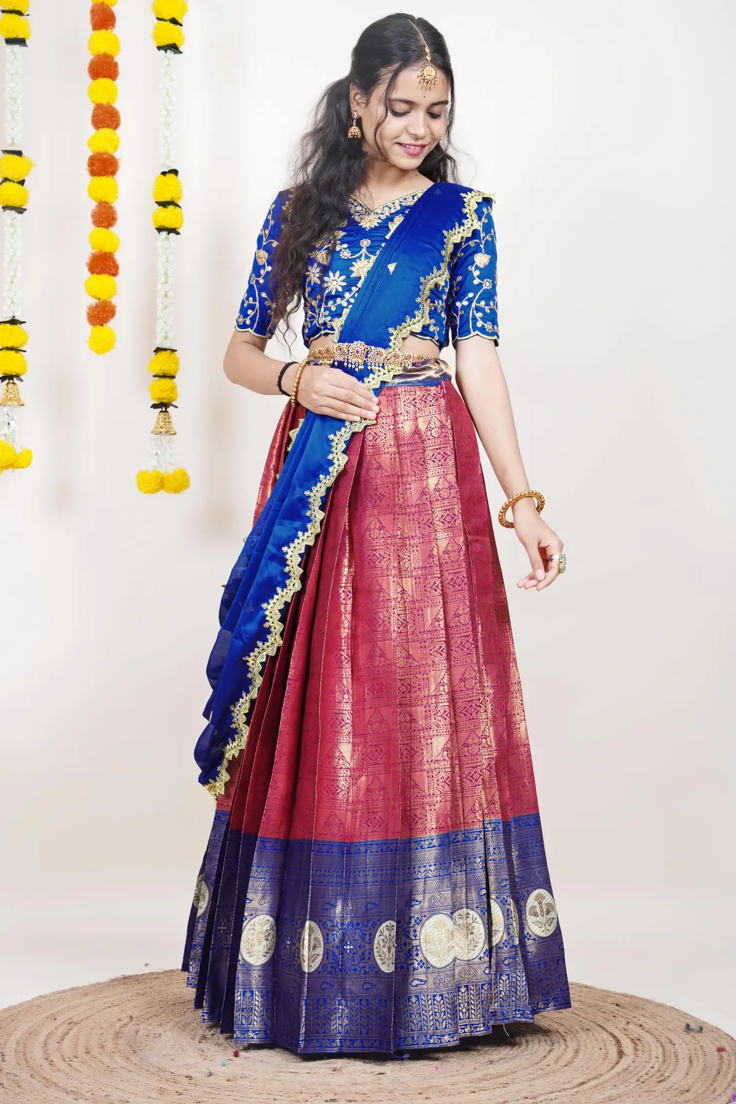 South Indian Festival Traditional Half Saree Shailee - Image 90