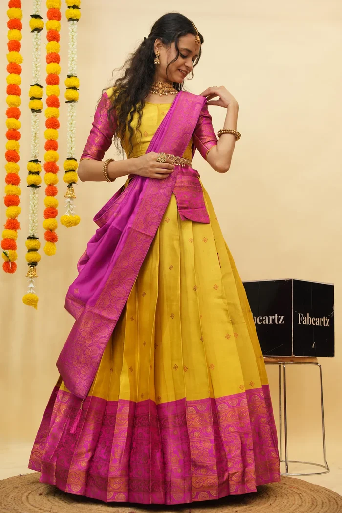 South Indian Festival Traditional Half Saree SquarePAttu - Image 13