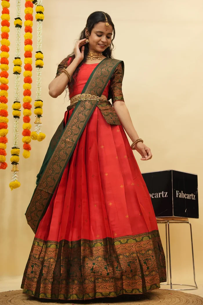 South Indian Festival Traditional Half Saree SquarePAttu - Image 20
