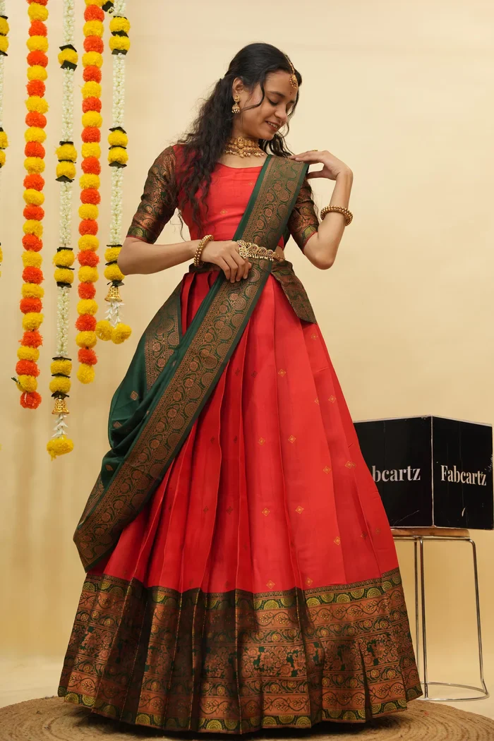 South Indian Festival Traditional Half Saree SquarePAttu - Image 21