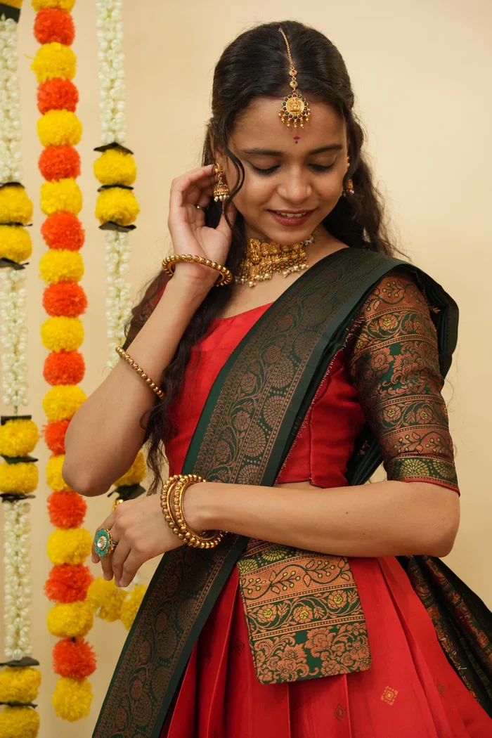 South Indian Festival Traditional Half Saree SquarePAttu - Image 22