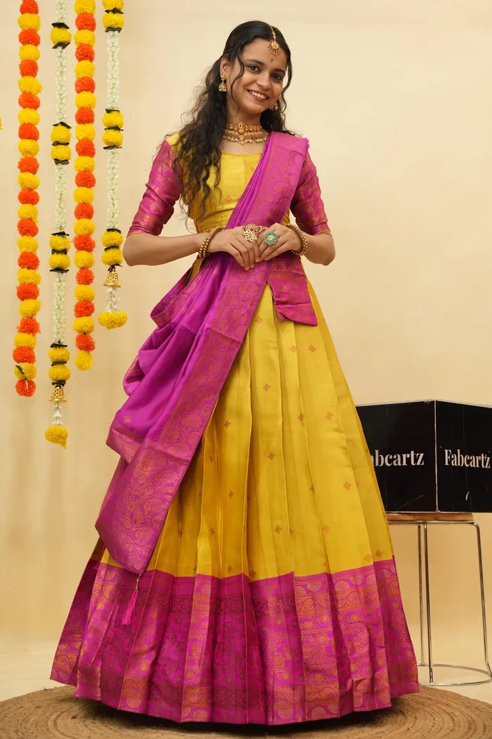 South Indian Festival Traditional Half Saree SquarePAttu - Image 9