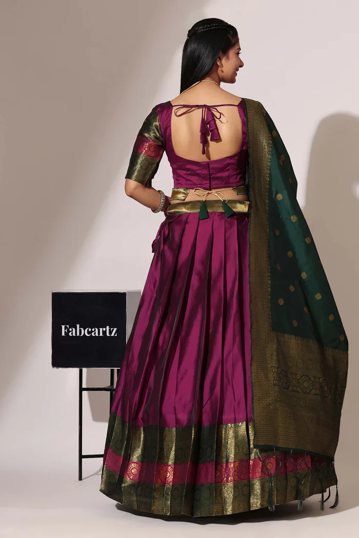 South Indian Festival Traditional Half Saree UniversalPlain - Image 13