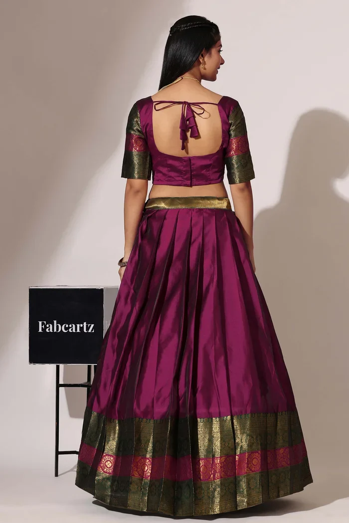 South Indian Festival Traditional Half Saree UniversalPlain - Image 17
