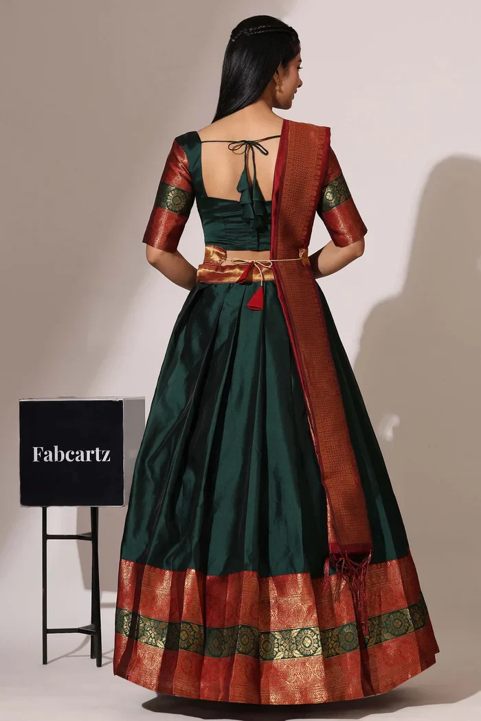 South Indian Festival Traditional Half Saree UniversalPlain - Image 2