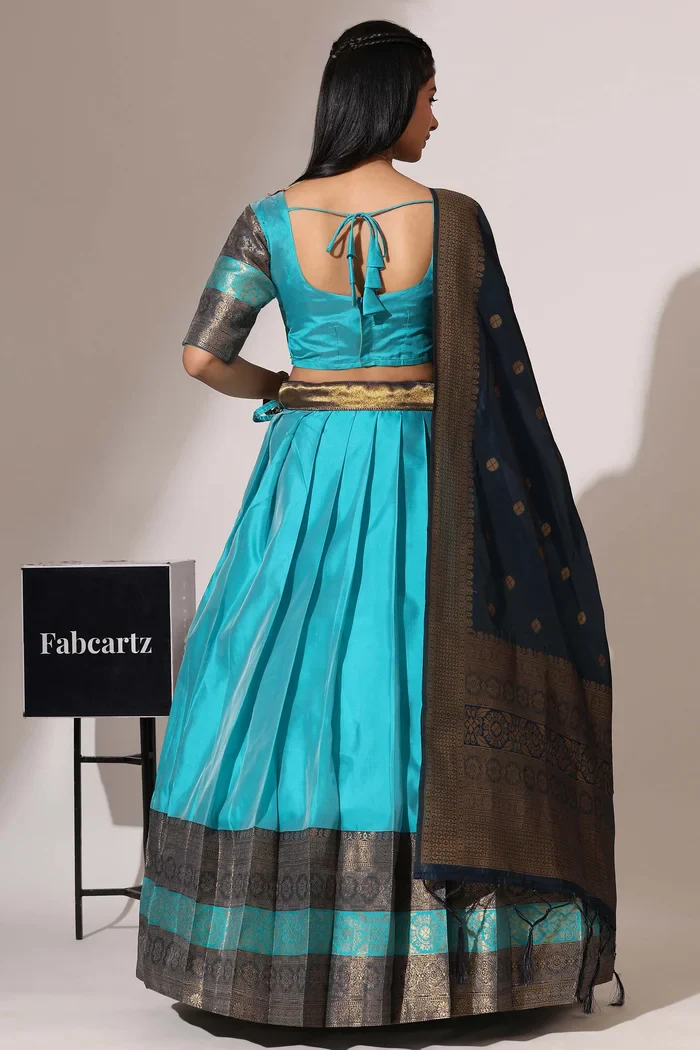 South Indian Festival Traditional Half Saree UniversalPlain - Image 24