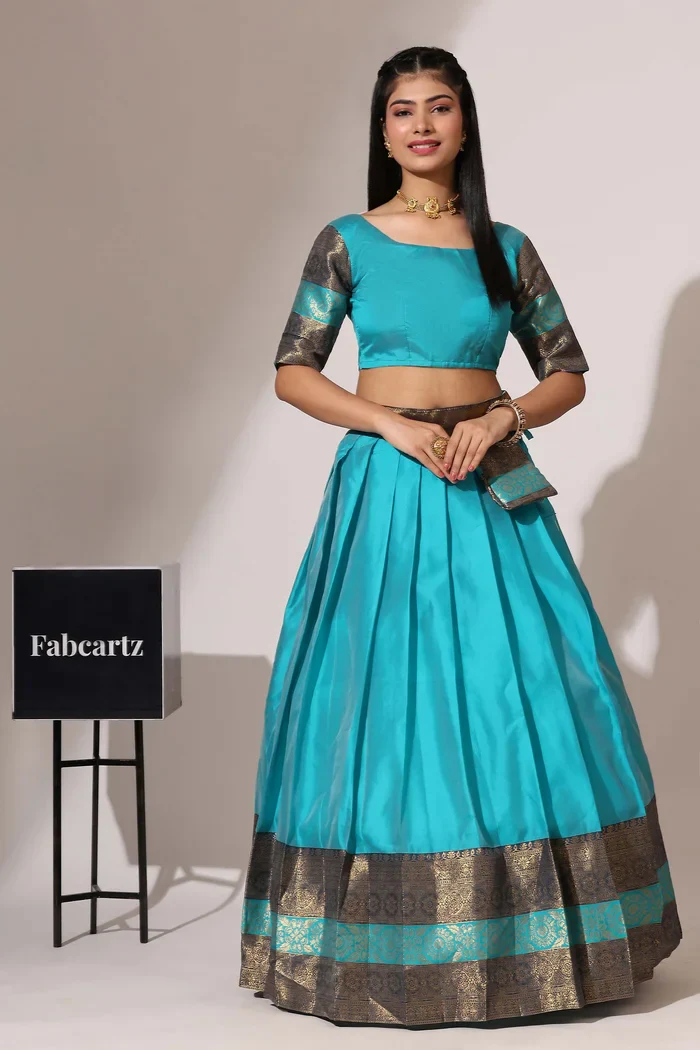 South Indian Festival Traditional Half Saree UniversalPlain - Image 27