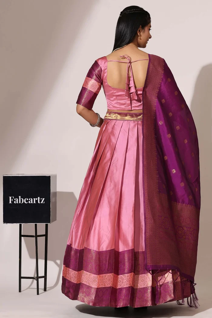 South Indian Festival Traditional Half Saree UniversalPlain - Image 35
