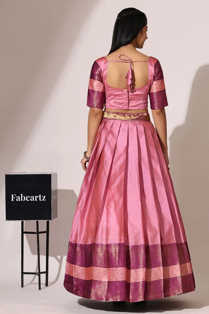 South Indian Festival Traditional Half Saree UniversalPlain - Image 40