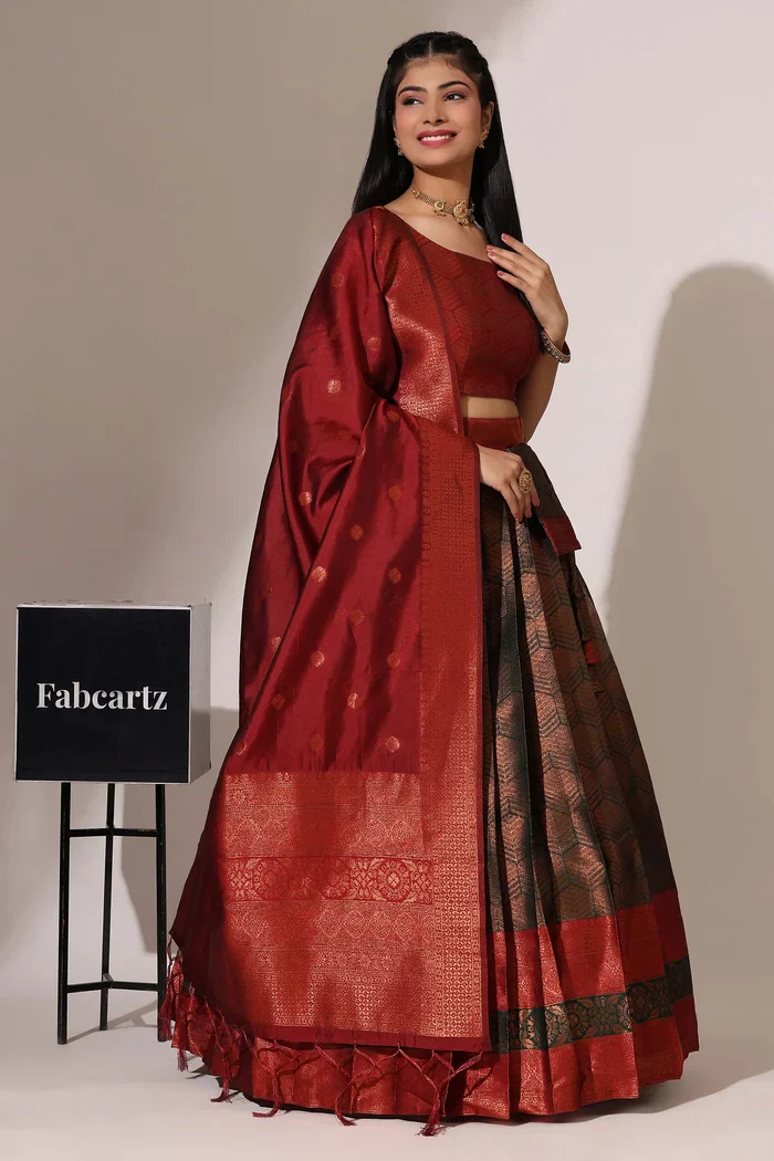 South Indian Festival Traditional Half Saree UniversalWork - Image 14