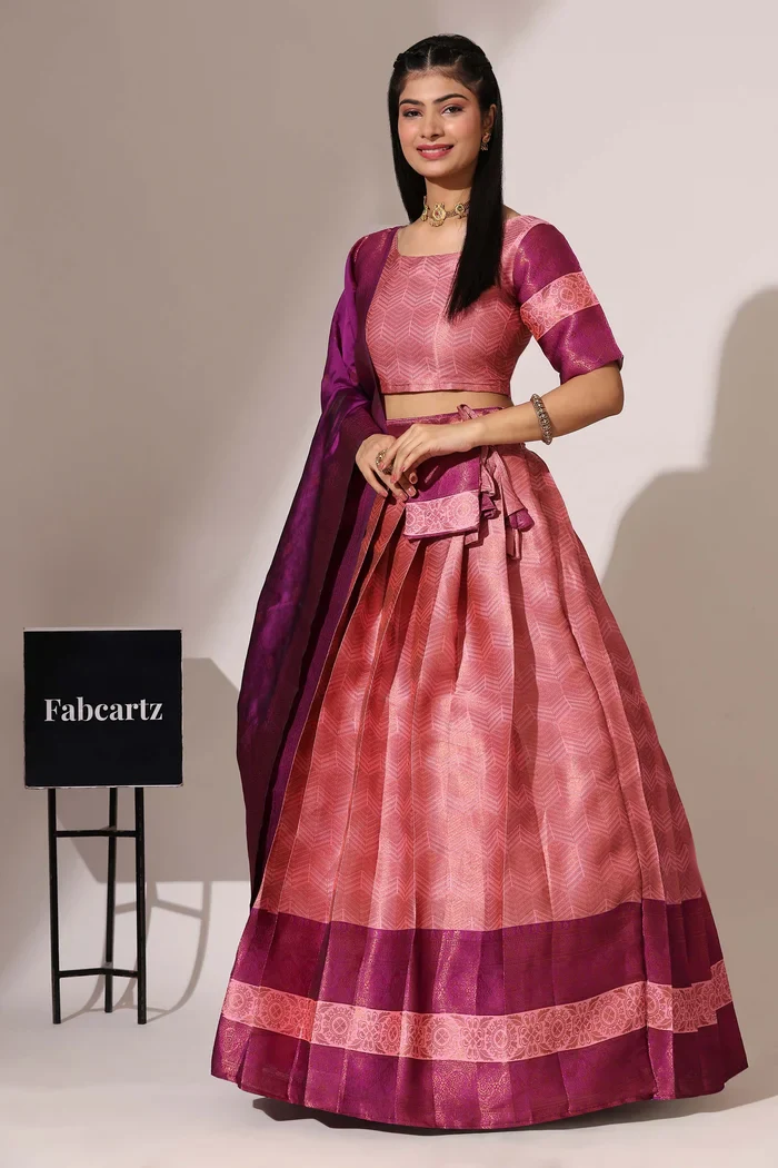 South Indian Festival Traditional Half Saree UniversalWork - Image 2