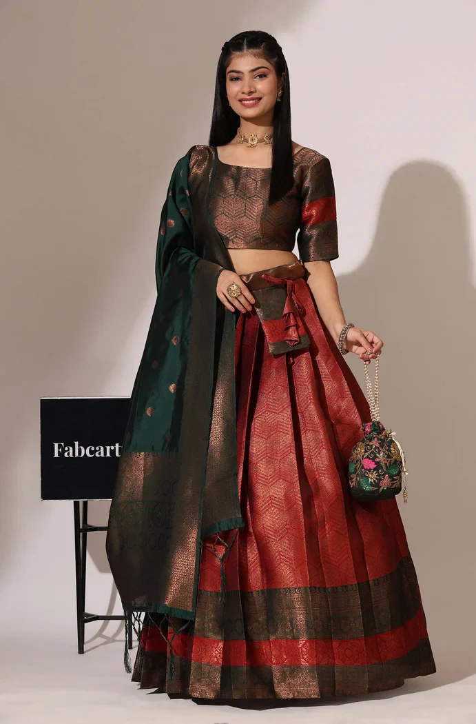 South Indian Festival Traditional Half Saree UniversalWork - Image 31
