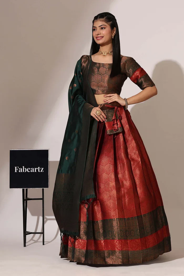 South Indian Festival Traditional Half Saree UniversalWork - Image 35