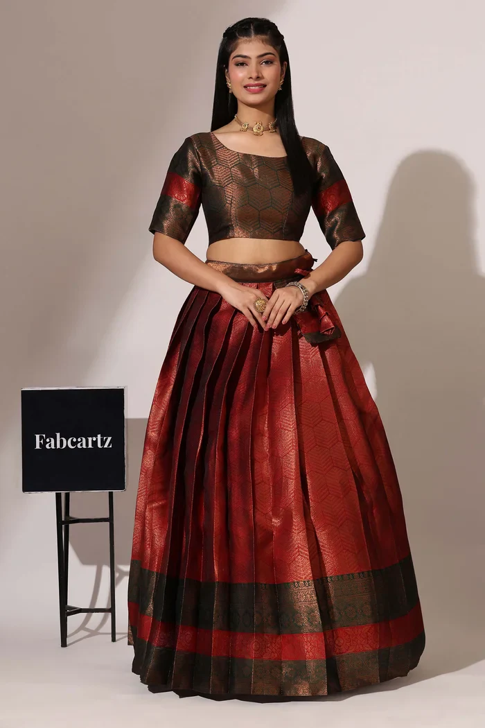 South Indian Festival Traditional Half Saree UniversalWork - Image 36