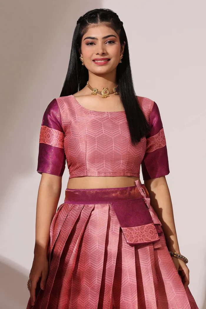 South Indian Festival Traditional Half Saree UniversalWork - Image 7