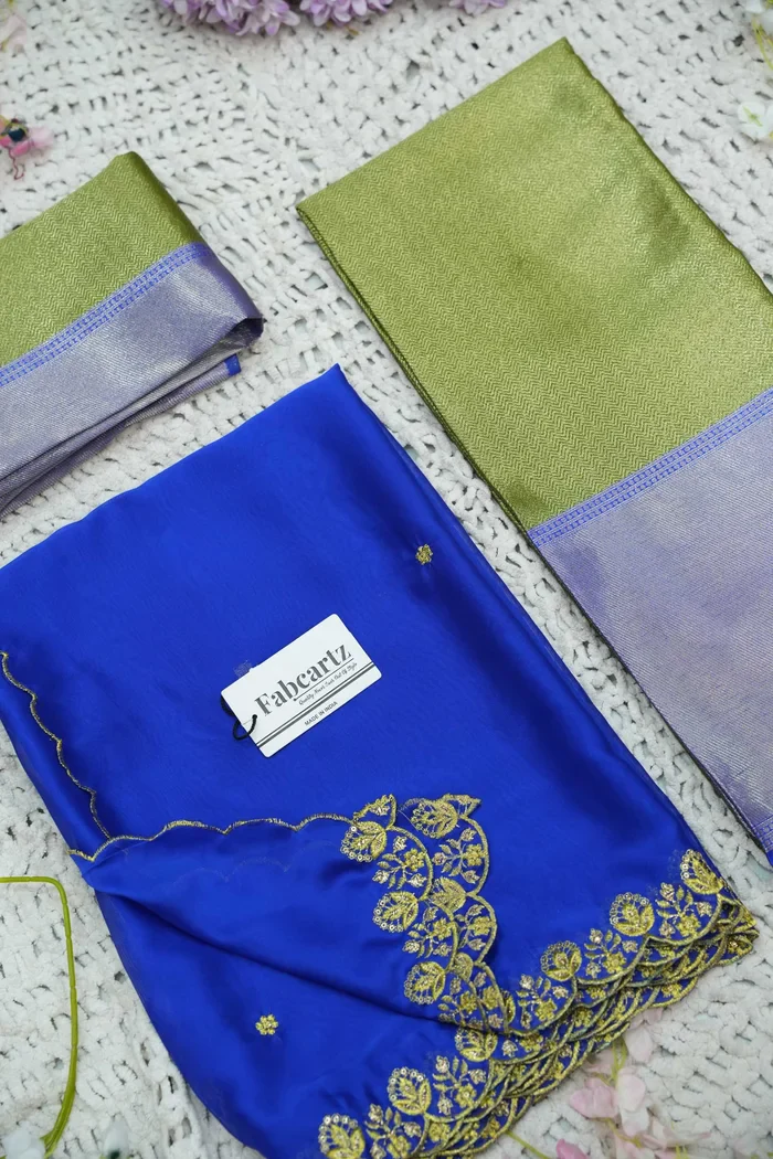 South Indian Festival Traditional Half Saree with Embroidered Blouse & Dupatta Kanika - Image 81